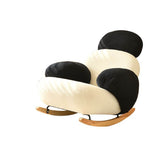 Lime green upholstered rocking chair with flared arms